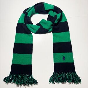 Ralph Lauren Green Black Stripe Scarf